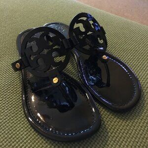 Tory Burch Patent black Miller Sandals Sz 8.5